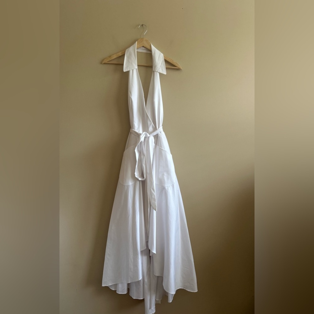 MILLY | Elegant White Halter Dress, Collared, Hi-Low, Fashion Week 2016, Size 6 - Picture 3 of 12